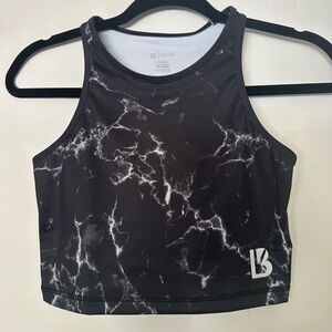 BuffBunny Aurora Black and White Marble Sports Crop Top